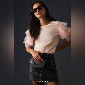 Anthropologie Lea & Viola Tulle Sleeve Top